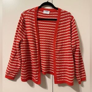 Old Navy Red & Cream Striped Open-Front Cardigan